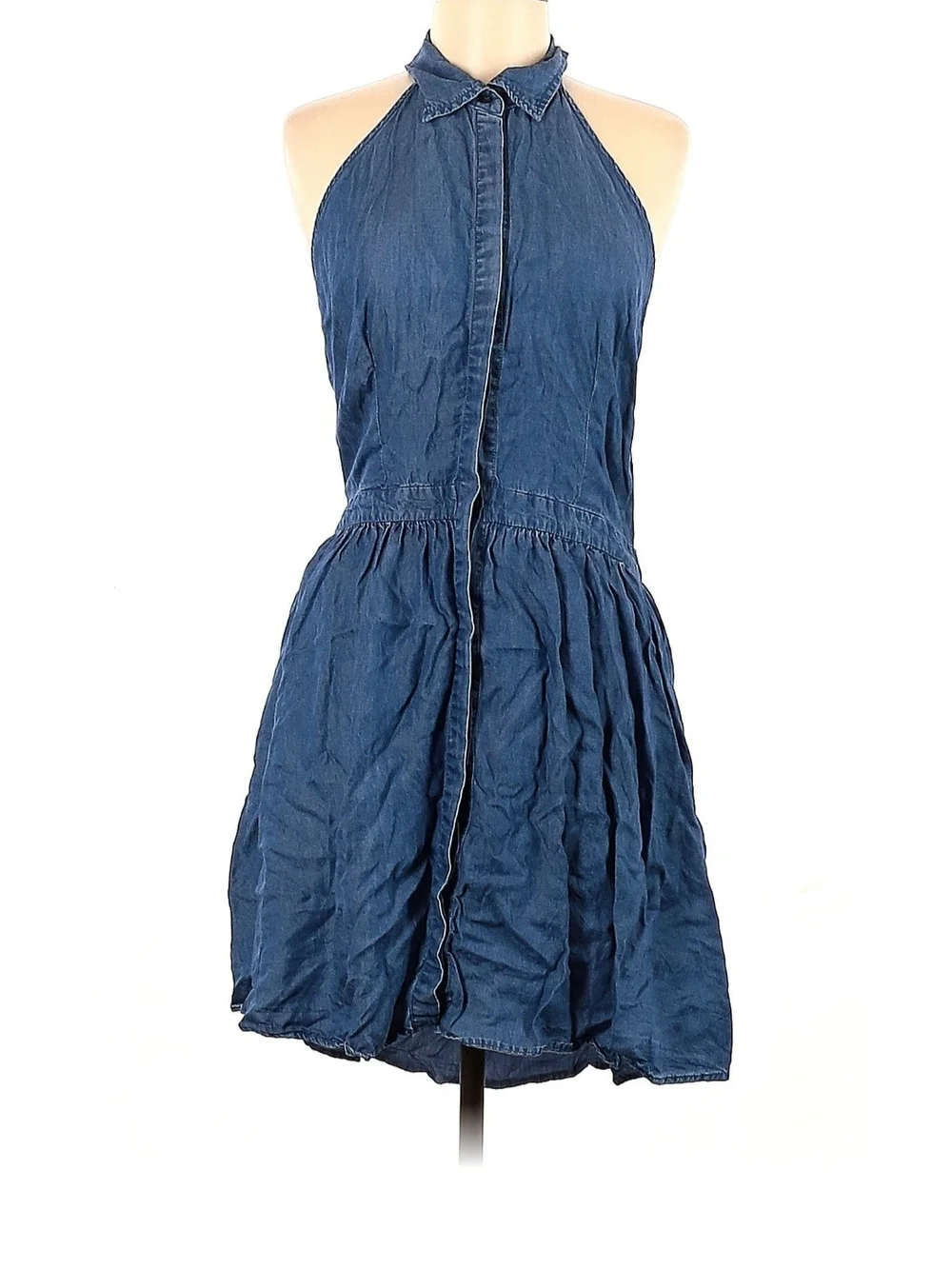 Signature Studio Denim Halter Mini Dress in Blue - Picture 1 of 3